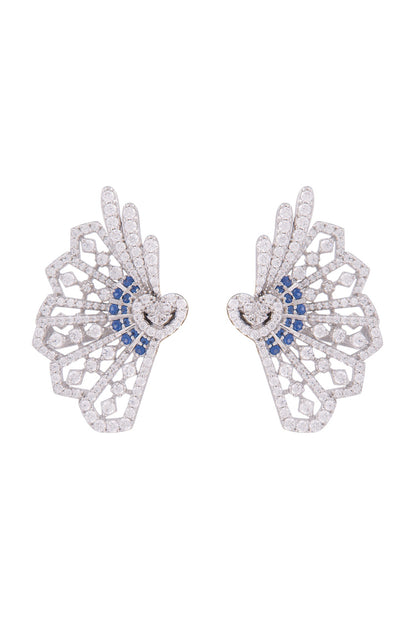White Finish Palm Leaf Swarovski Earrings