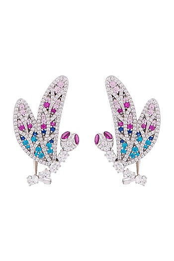 White Finish Kaleidoscopic Dragonfly Earrings