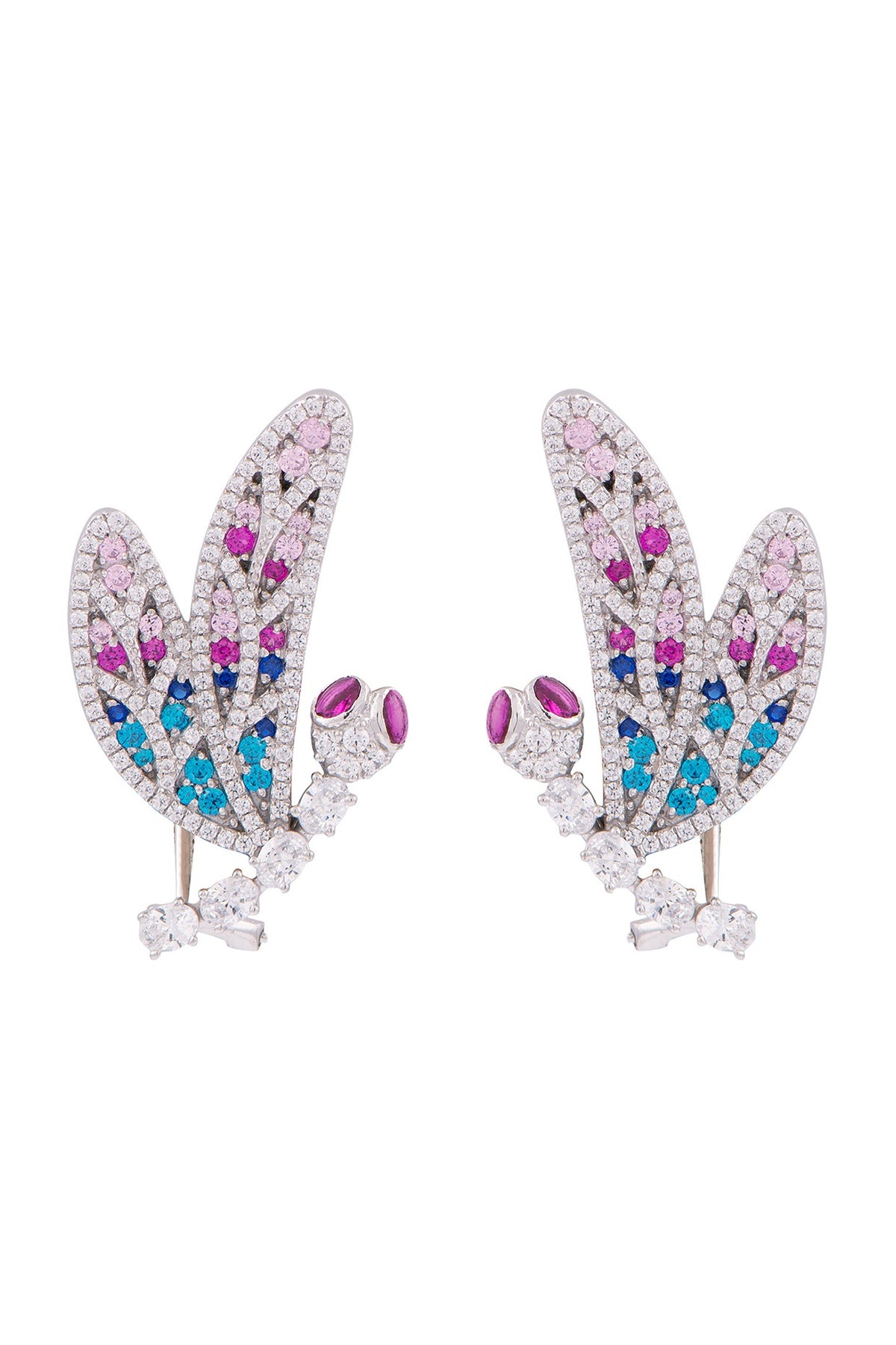 White Finish Kaleidoscopic Dragonfly Earrings