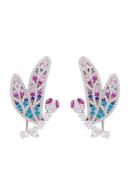 White Finish Kaleidoscopic Dragonfly Earrings