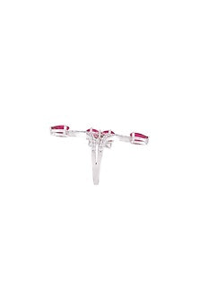 White Finish Swarovski Floral Fusion Rings