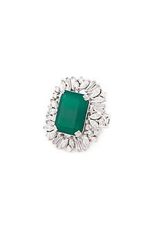 White Finish Emerald Rings