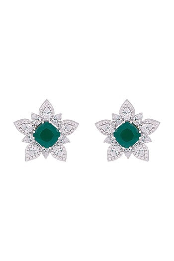 White Finish Swarovski Stud Earrings
