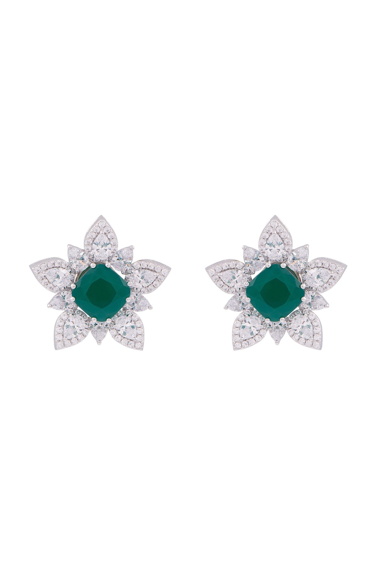White Finish Swarovski Stud Earrings