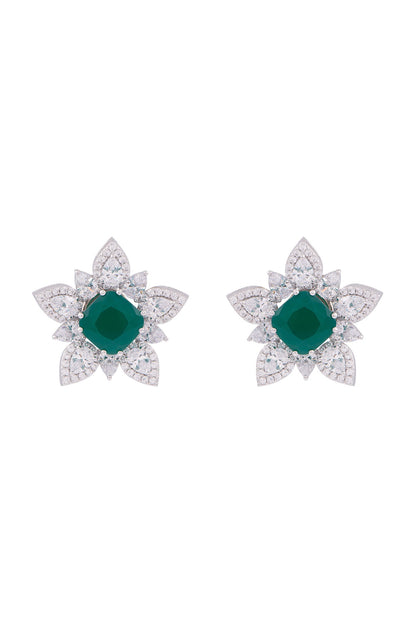 White Finish Swarovski Stud Earrings