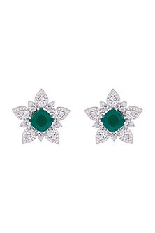 White Finish Swarovski Stud Earrings