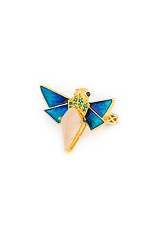 Gold Finish Enamel Butterfly Rings