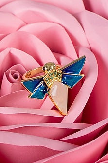 Gold Finish Enamel Butterfly Rings