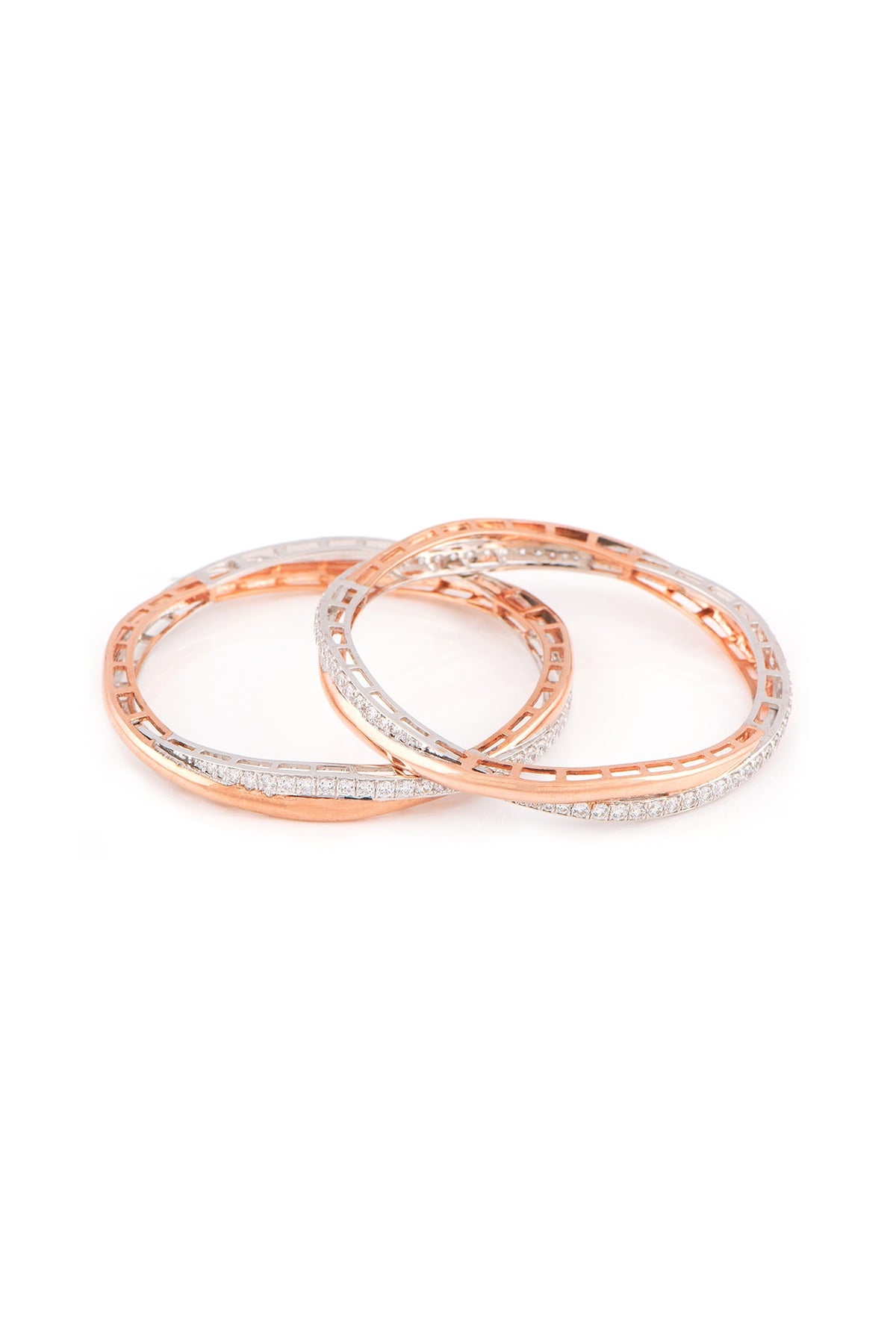 Rose Gold Finish Swarovski Intertwined Bangles