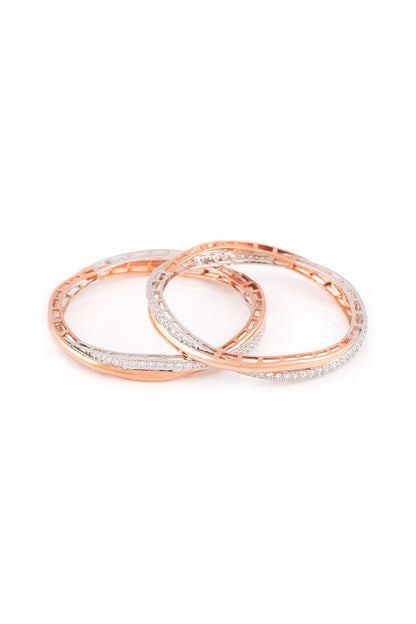Rose Gold Finish Swarovski Intertwined Bangles