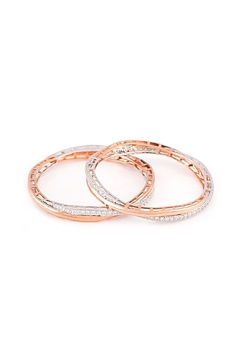 Rose Gold Finish Swarovski Intertwined Bangles