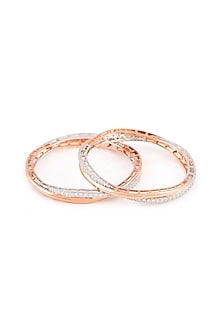 Rose Gold Finish Swarovski Intertwined Bangles