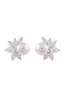 White Finish Swarovski Stud Earrings