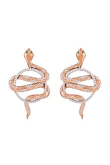 Rose Gold Finish Swarovski Snake Hoop Earrings