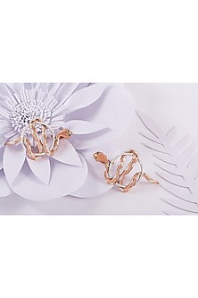 Rose Gold Finish Swarovski Snake Hoop Earrings