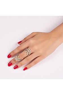 Gold Finish Swarovski Geometric Rings