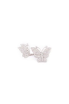 White Finish Swarovski Butterfly Rings