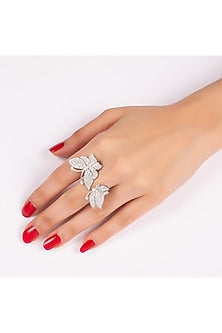 White Finish Swarovski Butterfly Rings