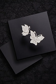 White Finish Swarovski Butterfly Rings