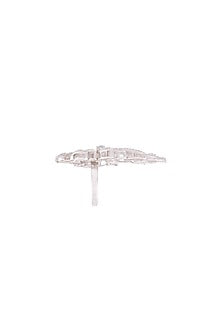 White Finish Swarovski Foliage Rings