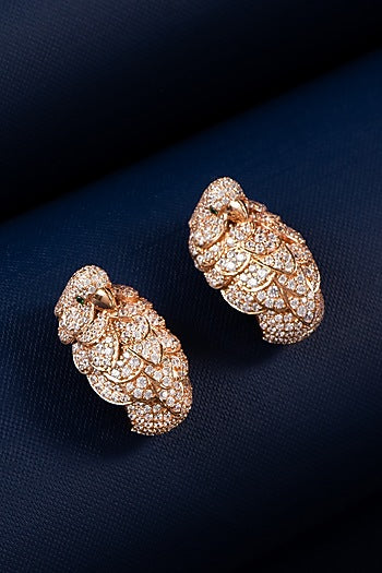 Rose Gold Finish Swarovski Parrot Stud Earrings