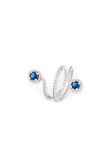 White Finish Swarovski Coiled Ring In Sterling Silver