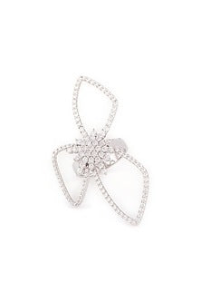 White Finish Swarovski Statement Rings