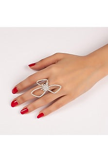 White Finish Swarovski Statement Rings