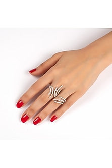 White Finish Two Finger Sway Rings