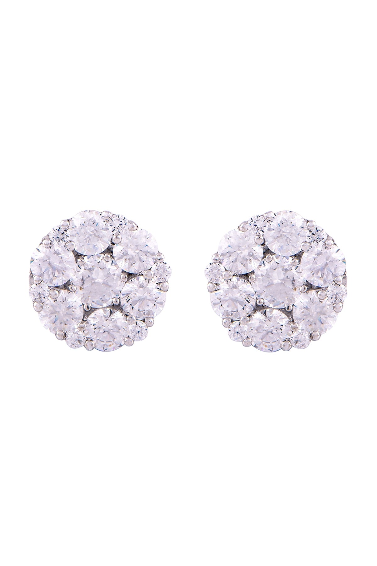White Finish Swarovski Zirconia Stud Earrings In Sterling Silver
