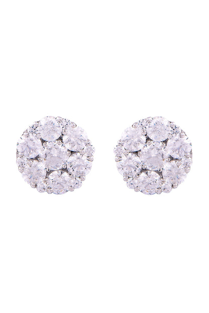 White Finish Swarovski Zirconia Stud Earrings In Sterling Silver