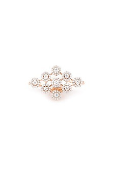 White Finish Honeycomb Three-Finger Ring In Sterling Silver