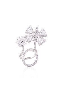 White Finish Jardin Ring In Sterling Silver