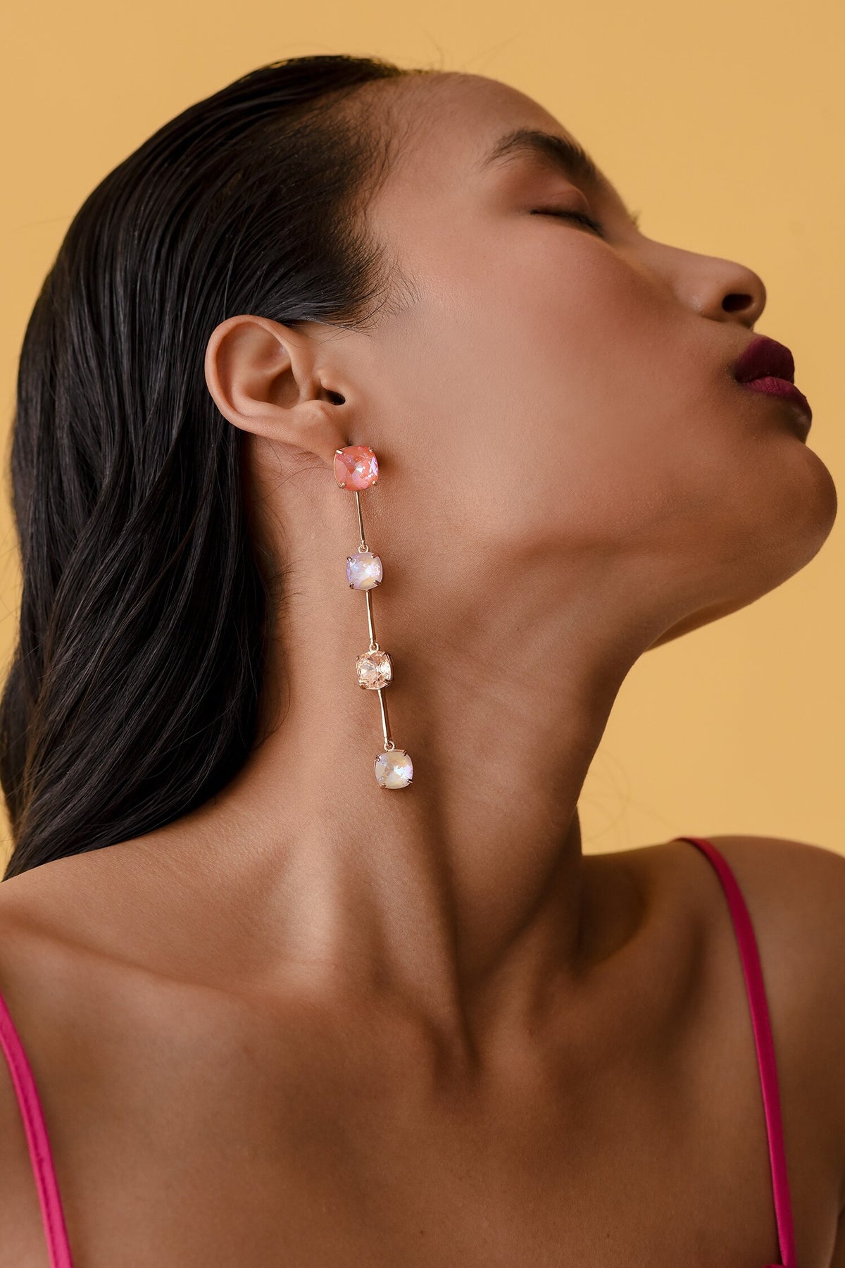 Straight Lined Shaped Long Earrings 