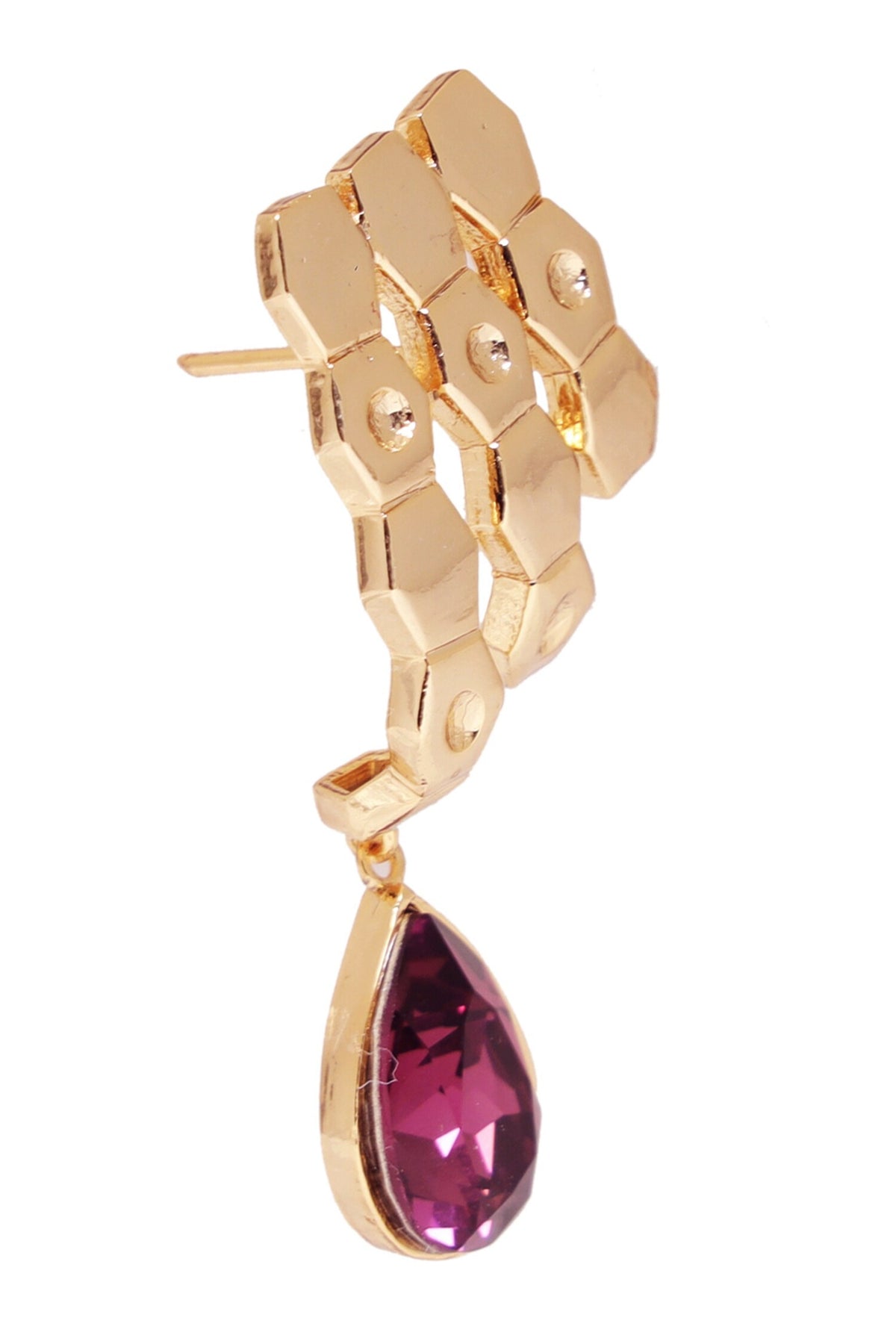 Crystal Drop Textured Earrings 