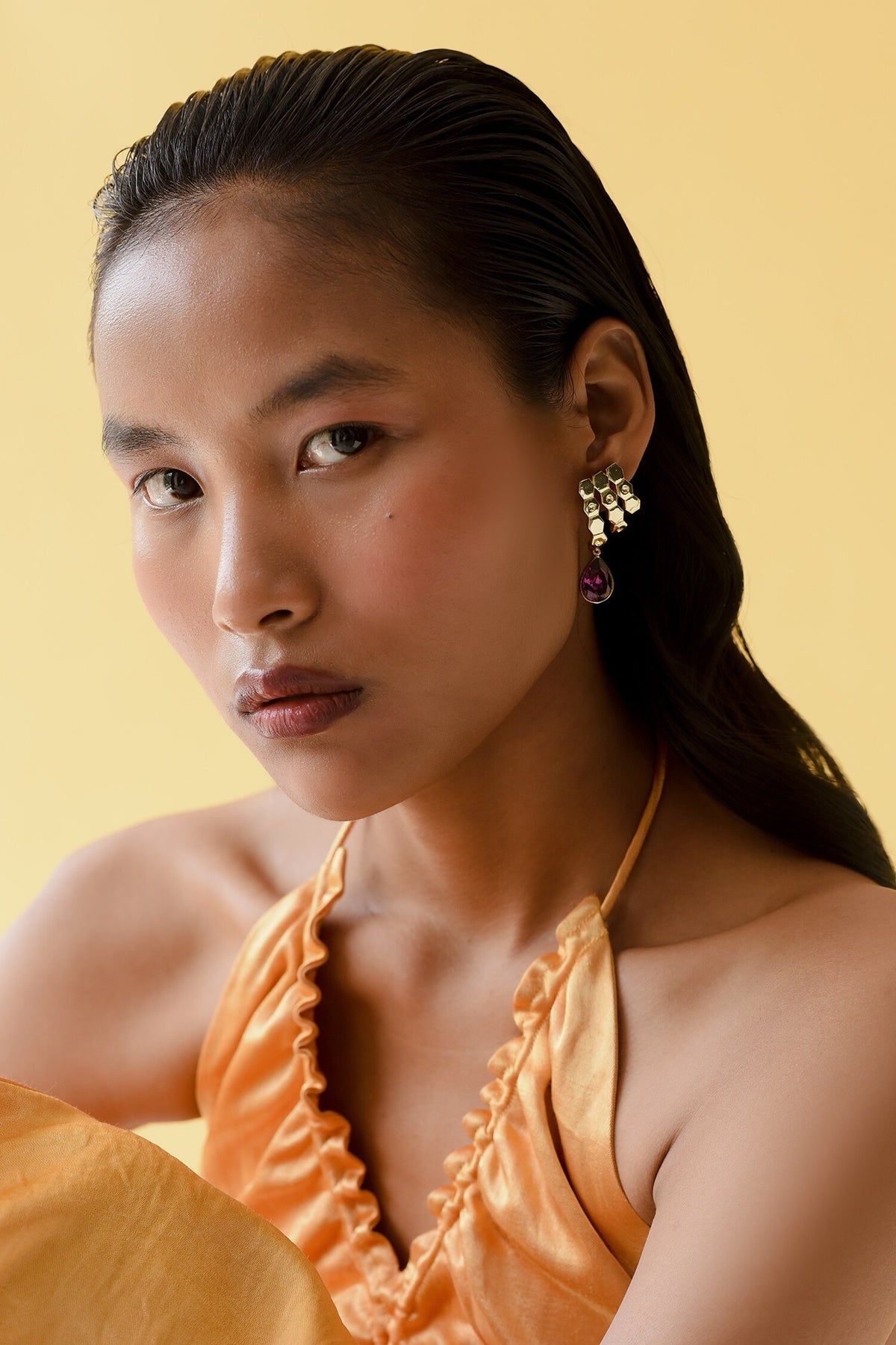 Crystal Drop Textured Earrings 