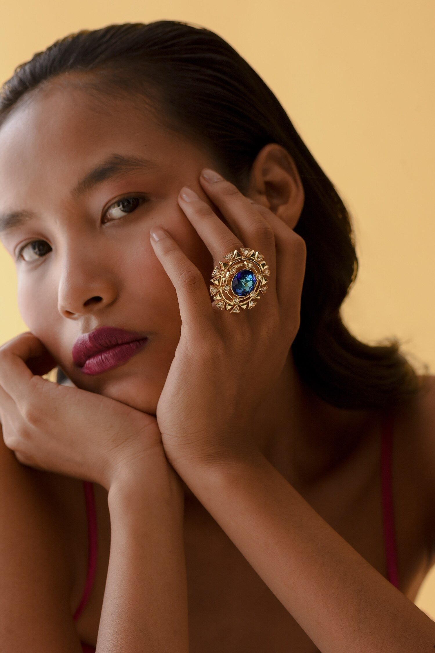 Geometric Embellished Cutwork Ring 