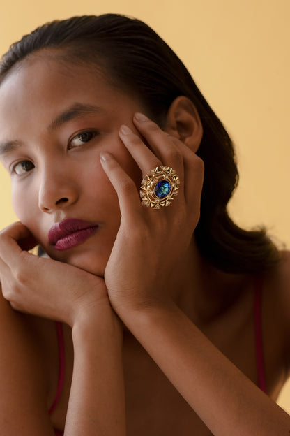 Geometric Embellished Cutwork Ring 