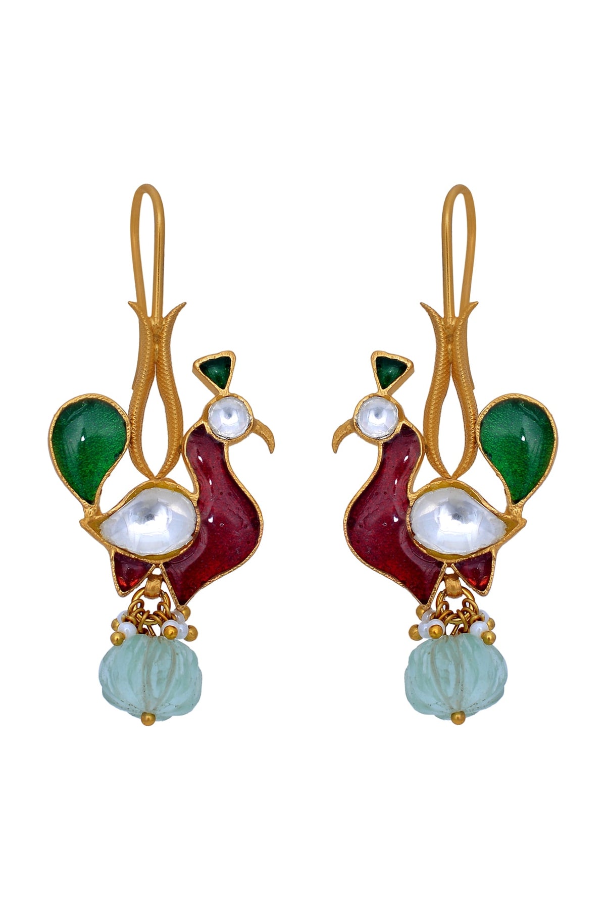 Gold Plated Fluorite Stone Earrings