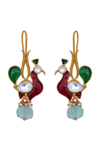 Gold Plated Fluorite Stone Earrings