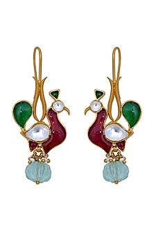 Gold Plated Fluorite Stone Earrings