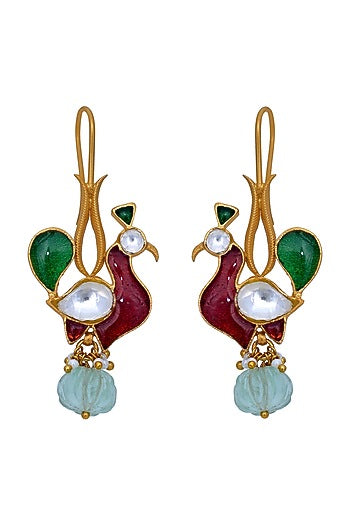 Gold Plated Fluorite Stone Earrings