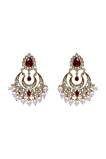 Gold Plated Crystal Polki Earrings