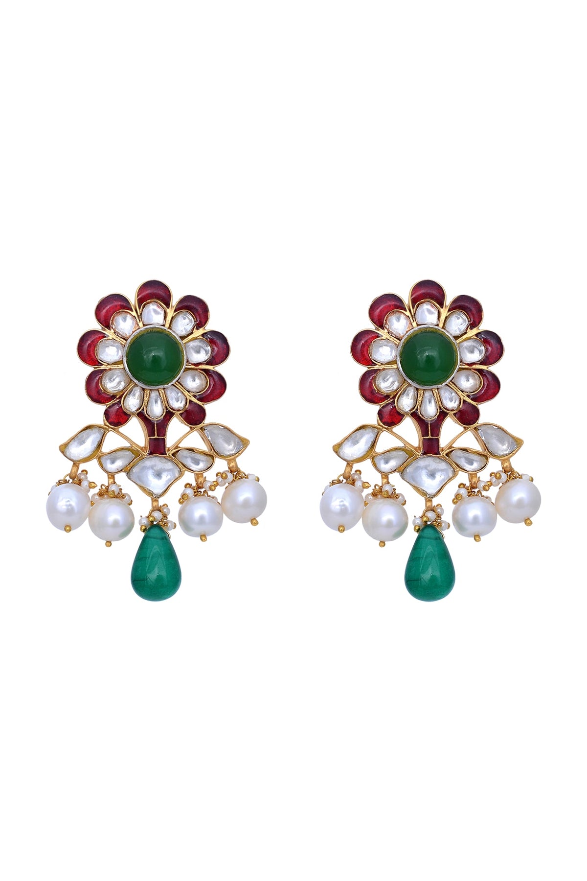 Gold Plated Handcrafted Meenakari Earrings