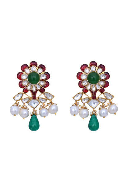 Gold Plated Handcrafted Meenakari Earrings