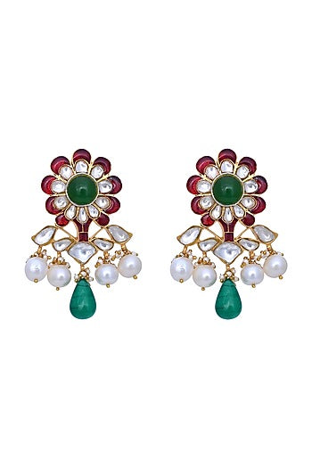 Gold Plated Handcrafted Meenakari Earrings
