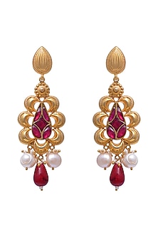 Gold Plated Meenakari Crystal Polki Earrings