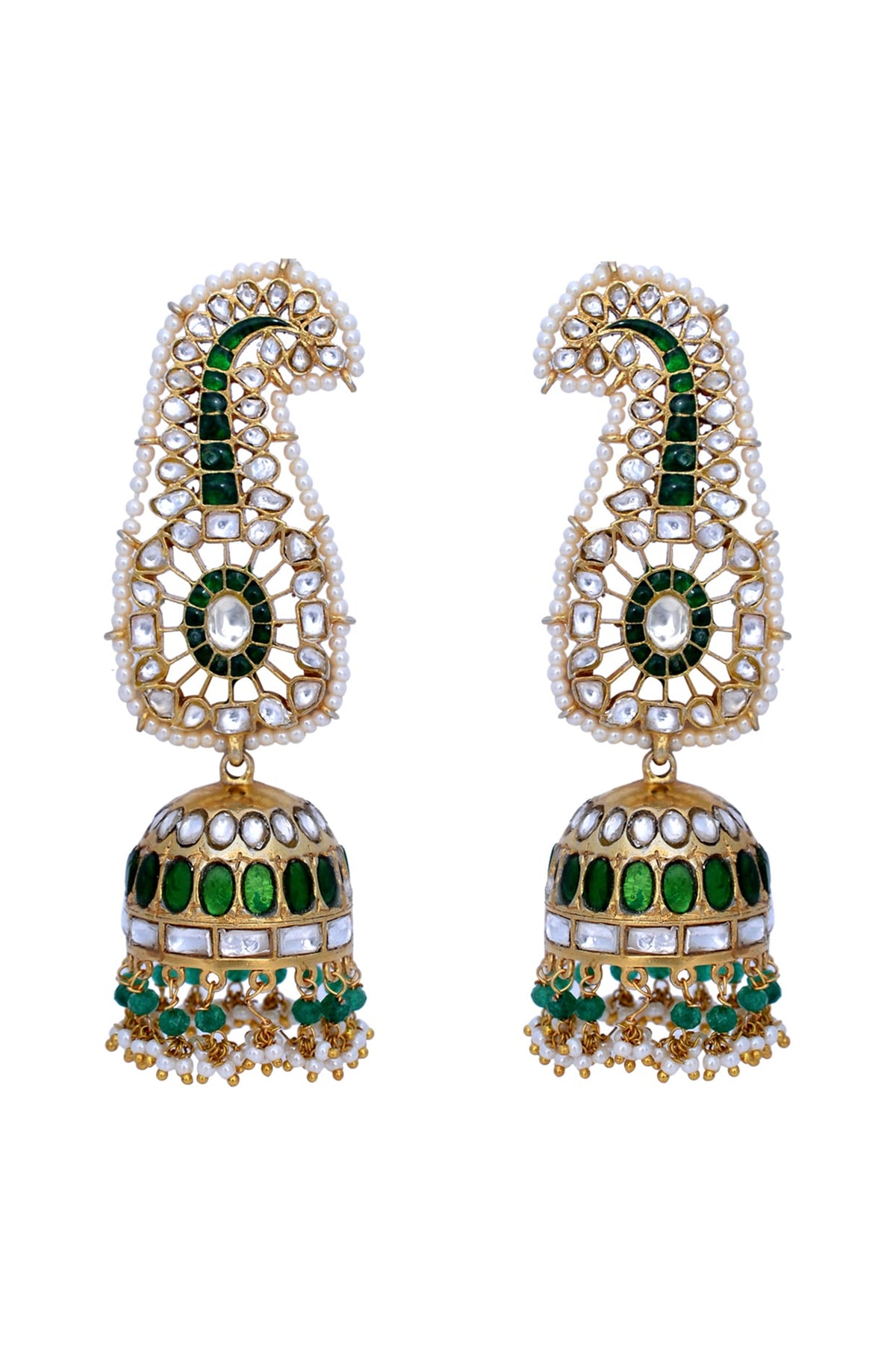 Gold Plated Meenakari Crystal Earrings
