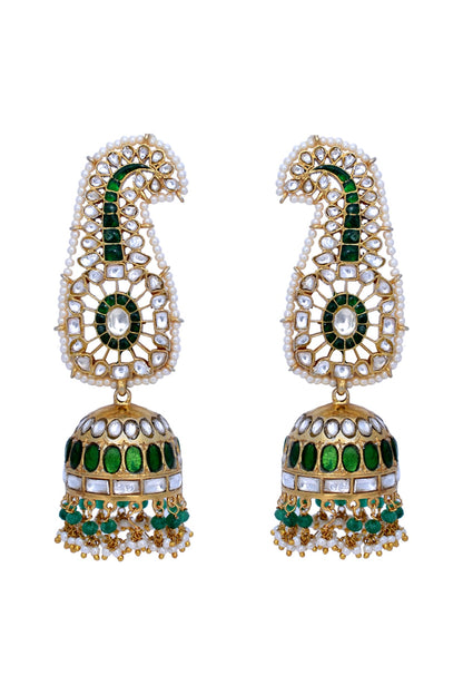 Gold Plated Meenakari Crystal Earrings