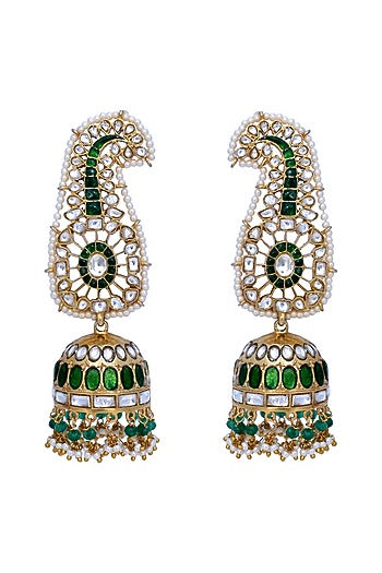 Gold Plated Meenakari Crystal Earrings